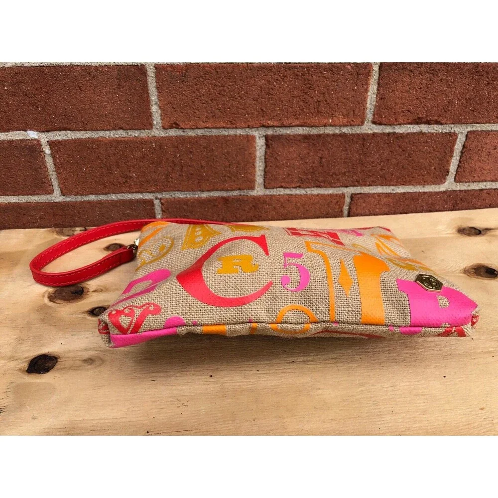 Jonathan Adler women jute pink/red/orange shoulder small  bag